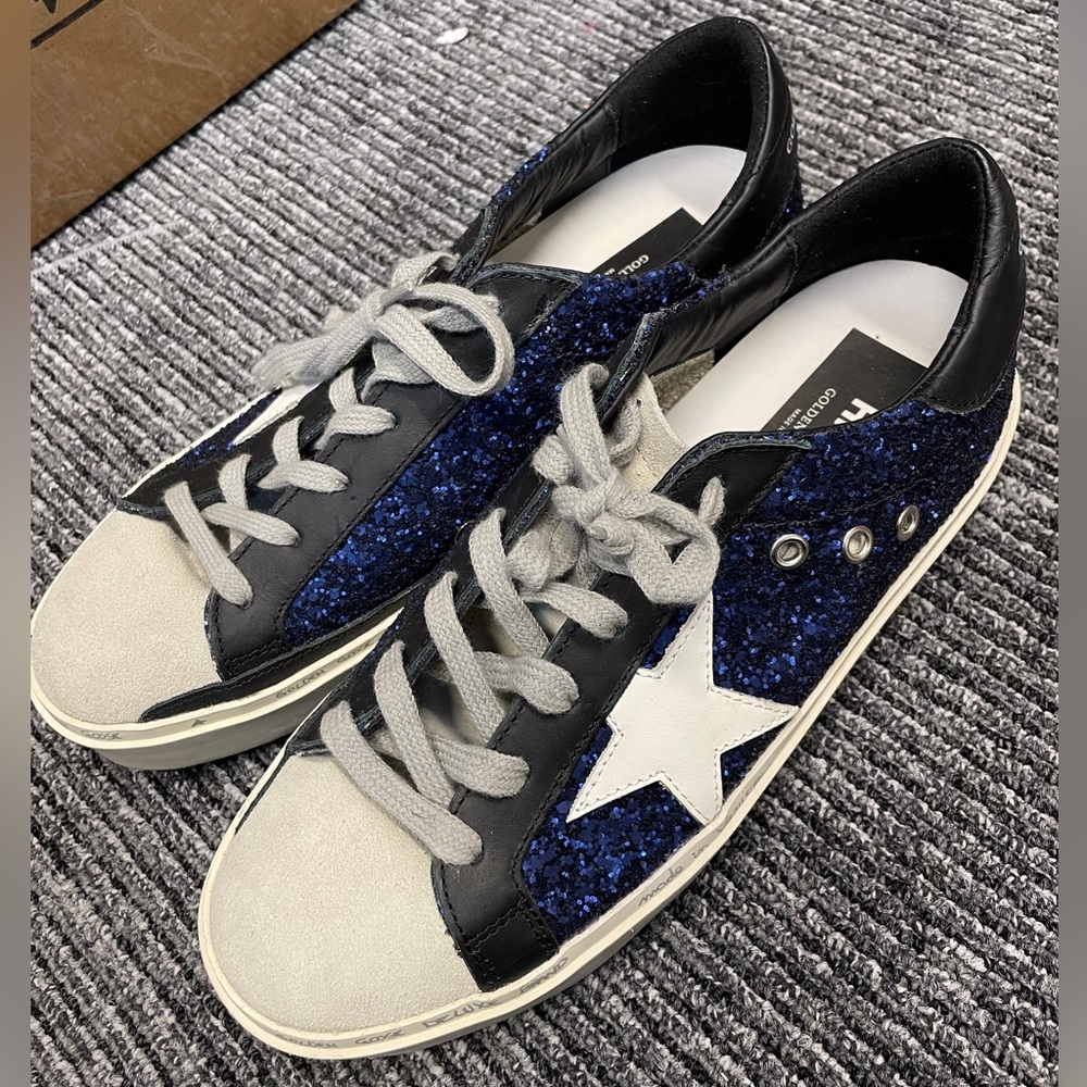 Golden goose, navy glitter, hi star sneakers size 40